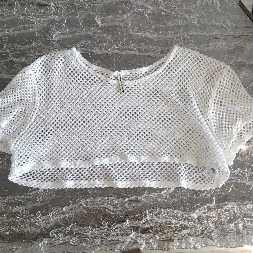 A mesh crop top